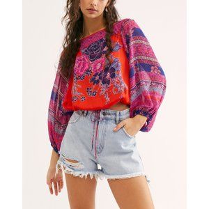NWT Free People Blue Nile Printed Top / Pop Combo
